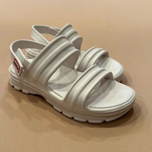 New Hunter Strappy Sandals White With Velcro Strap